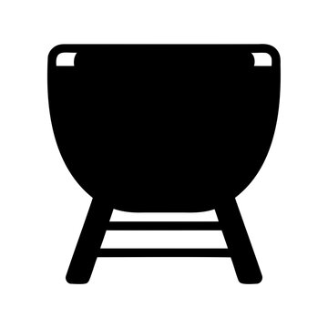 Simple black modern barbecue grill on legs - Minimalist vector illustration of a sleek black barbecue grill standing on sturdy legs, ideal for outdoor cooking imagery.