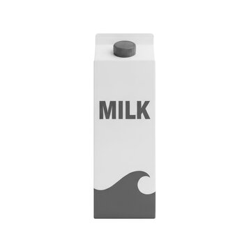 Minimalist milk carton with wave design isolated on white background