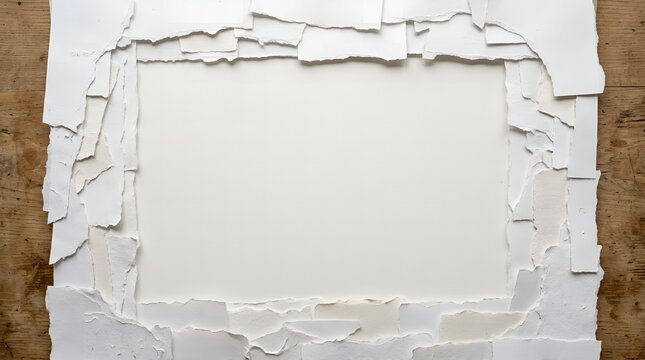 Four quadrant grid frame made of torn white paper lines with drop shadows