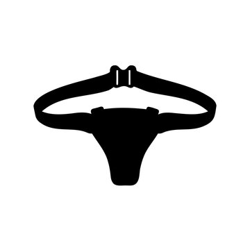 Black thong underwear with adjustable strap - Minimalist black thong underwear featuring a simple adjustable waist strap, ideal for fashion or editorial stock imagery.