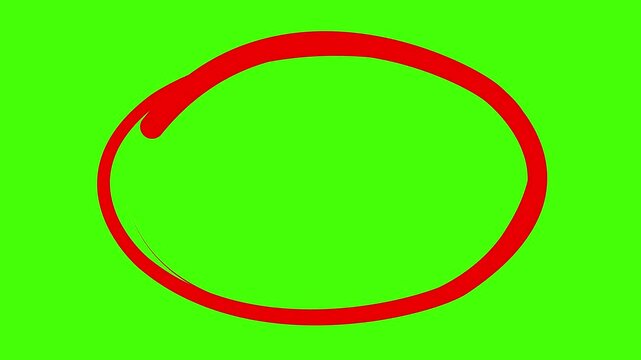Circle marker with drawing effect, hand drawn circle marker green screen, red marker green screen pen style, motion graphic of circle marker concept. 4k motion video