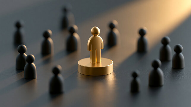 Unique Leader Among Many People in Corporate Concept Scene
