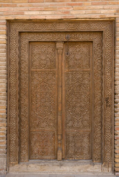 Carved Wooden Door With Intricate Designs 