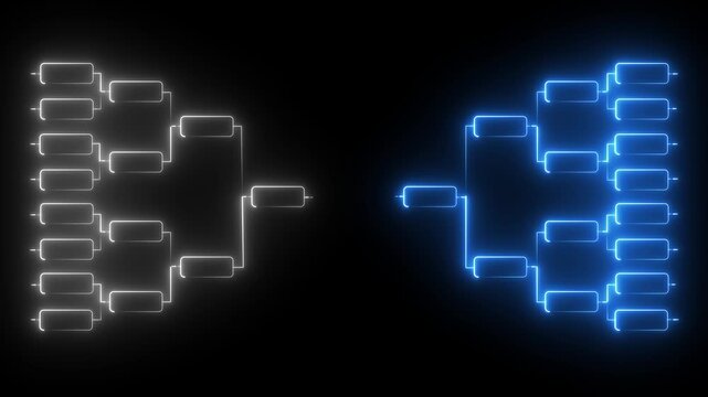 Team Tournament bracket. sports Tournament Bracket Concept. Tournament bracket icon with neon glow effect on a transparent background.4k motion video