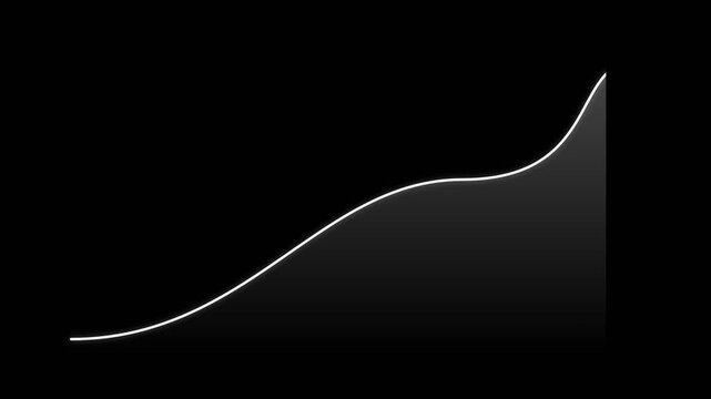 Minimalist Financial Growth Line Chart Animating Upward on Black Background