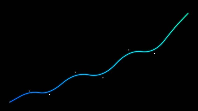 Glowing Blue Financial Growth Line Graph Moving Upward on Black Background