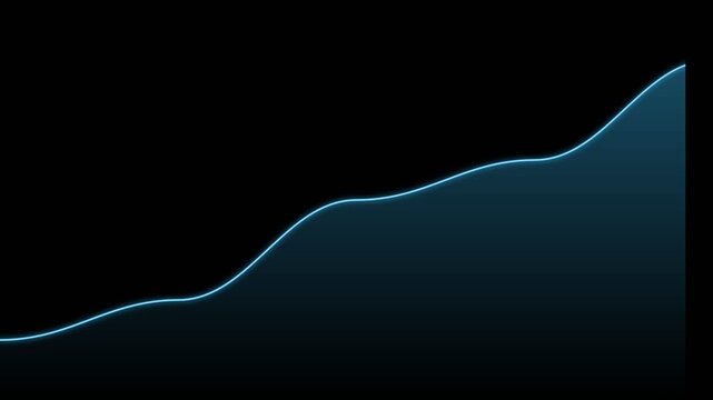Abstract Glowing Blue Line Chart Showing Growth on Black Background
