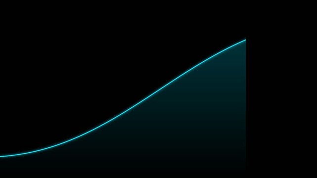 Abstract Glowing Blue Curve Rising on Black Background