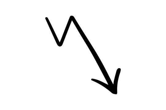 手書きの下向き矢印　下降