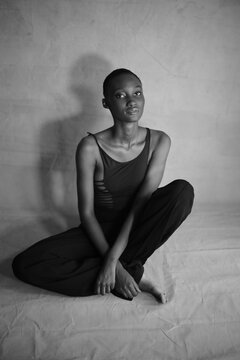 Portrait of a young lady in black and white