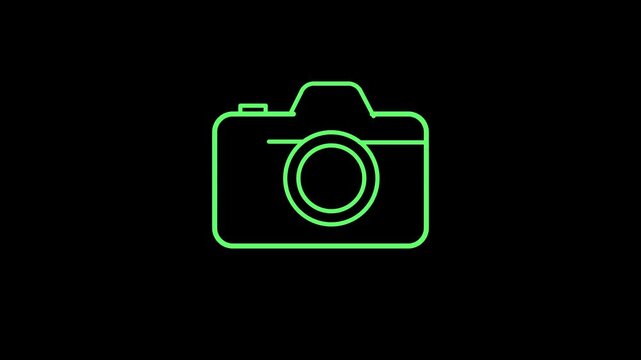Digital Camera Photography Icon. Animated digital camera line icon for photography studio, video production, and media creation simple line icon animation.