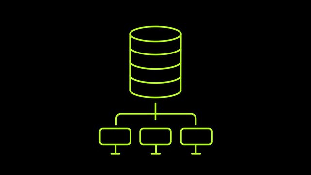 Network Hierarchy Database Structure Icon. Animated network hierarchy diagram showing connected computer nodes simple line icon animation.