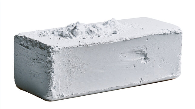 Magnesium carbonate block sits on a clean white surface for gymnastic training.