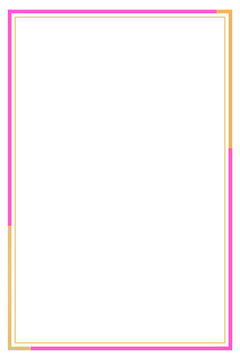 Modern rectangular frame with layered pink and yellow outline borders. Colorful minimalist design for journaling, invitations, posters, greeting cards, stationery, certificates, flyers, photo template