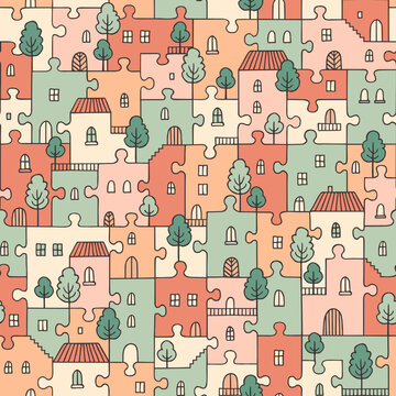 Connected Homes - Conceptual Neighbourhood Seamless Pattern