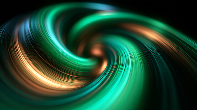 Abstract Glowing Green and Gold Digital Vortex Background