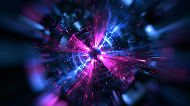 Abstract Sci-Fi Quantum Energy Core with Glowing Light Burst