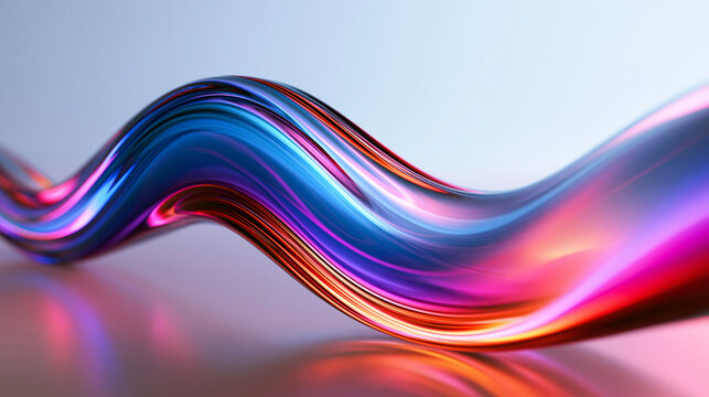 Abstract Colorful 3D Fluid Wave Background with Glowing Reflections