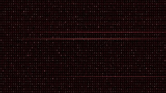 Digital Red Warning Sign with Glitch Effect and Static Noise on CRT Monitor Screen