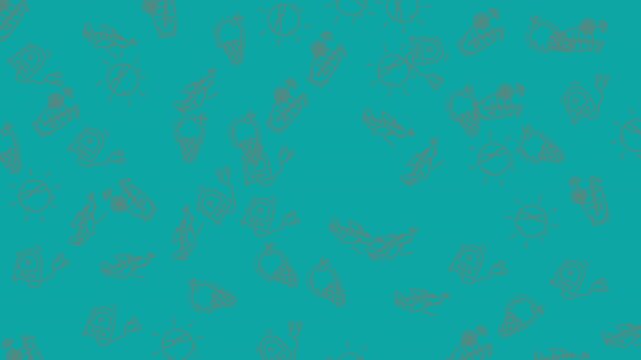 Kitchen utensils pattern decorates a soft teal backdrop with hand drawn cooking tools for culinary themes.