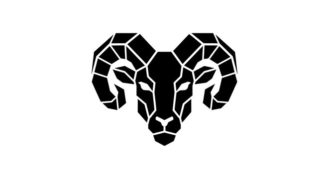 Geometric ram head silhouette features a polygonal design against a white background