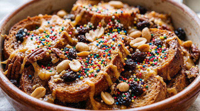 Colorful Mexican Easter Capirotada Bread Pudding