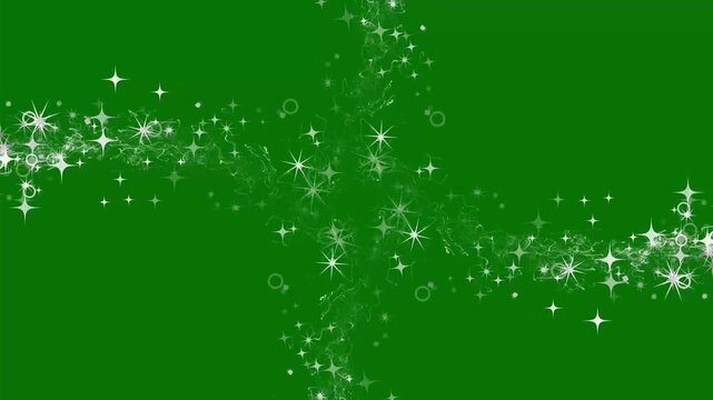 Twinkle sparkle stars animation with glitter line trail, white cartoon doodle stars, glowing magical particles, fairy dust sparkle effect, seamless green screen overlay 4k video