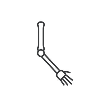 Skeletal Arm Symbol - Bony Forearm And Hand Illustration - Ankle, Radius, Wrist Joint, Hand Pictograph - Ankle Icon, Radius Icon, Wrist Icon, Hand Icon isolated on White Background Editable icon