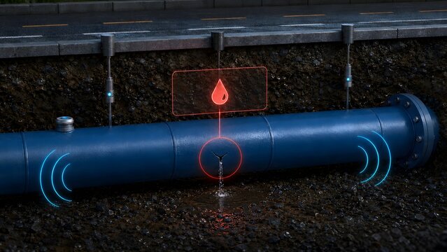 Underground water pipe leak detection smart sensor iot monitoring system urban infrastructure preventative maintenance