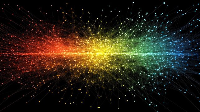 Abstract data visualization of colorful network