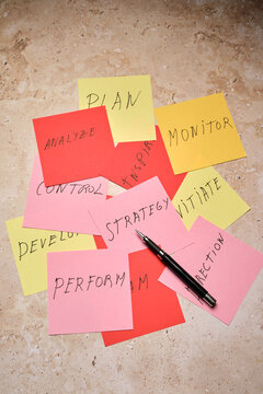 Sticky Notes and a Pen on a Table for Planning and Teamwork Ideas