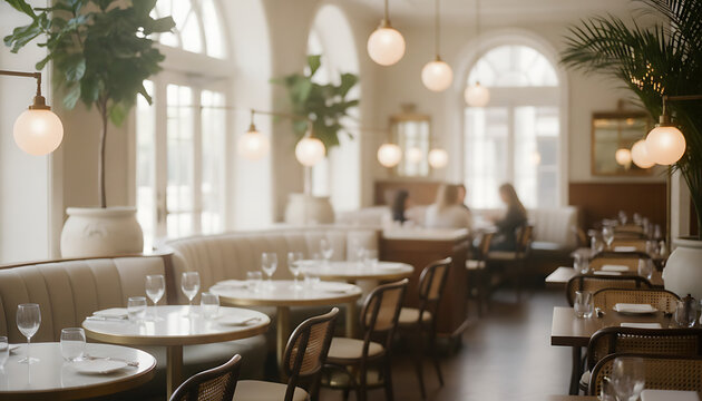 Elegant Restaurant Interior with Modern Lighting and Comfortable