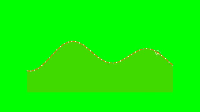 A digital graphic showing a smooth wave line plotted against green screen