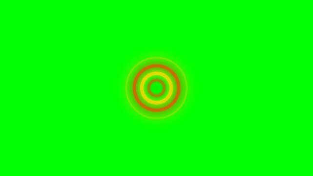 Concentric circles expanding in vibrant colors on a solid green background