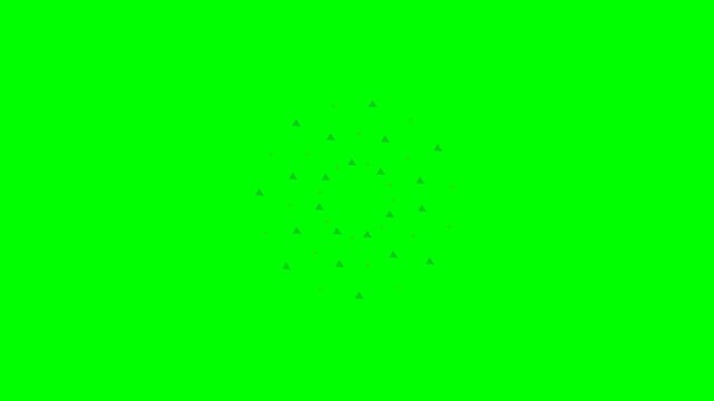 Abstract circular pattern made of small green and dark blue triangles