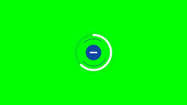 Minimalist minus sign icon with a vibrant green background and circular border