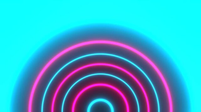 Cyan and Pink Neon Semicircles Blinking Background VJ Loop in 4K