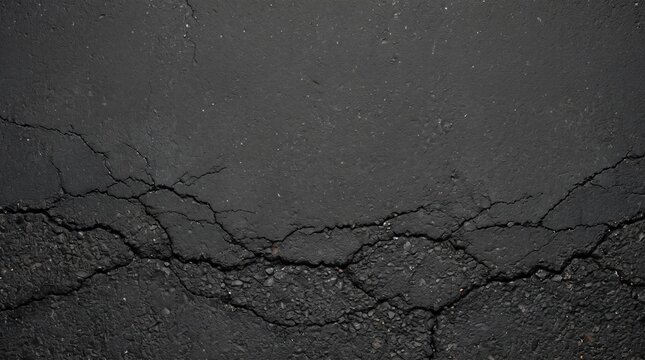 Deteriorating dark asphalt surface with visible cracks and damage