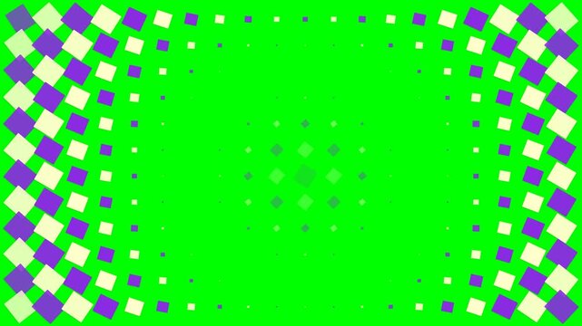Abstract background with a green field and geometric square border pattern