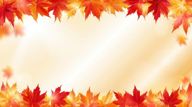 Autumn maple leaves creating seasonal fall border frame