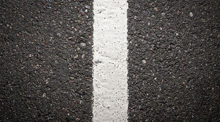 Fototapeta premium Detailed view of rough asphalt pavement with a bold white dividing line
