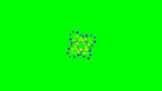 A glowing star of david animation featuring purple and yellow triangle shapes