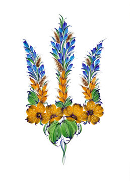 Decorative floral ornament in the shape of a triden