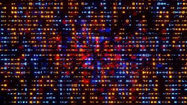 Orange and Blue Neon Alien Code Background VJ Loop in 4K