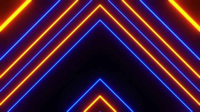 Orange and Blue Neon Rays Triangular Movement Background VJ Loop in 4K