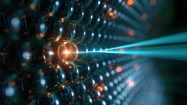 Low angle where a single bright cyan filament reaches out into a wide dark space