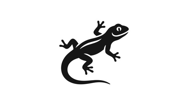 Minimalist black lizard icon silhouette on white background.