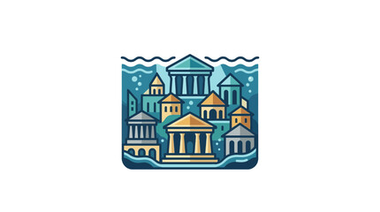 Fototapeta premium Illustration of the mythical sunken city of Atlantis underwater.