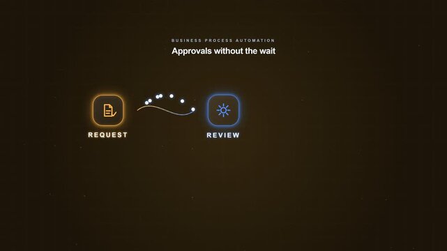 Business process approval pipeline showing automated workflow stages from request and review to approval and final business action. Concept of workflow automation, digital transformation, smart busine