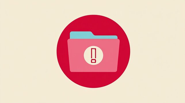 Pink file folder icon featuring a red exclamation mark inside a bright circular design element